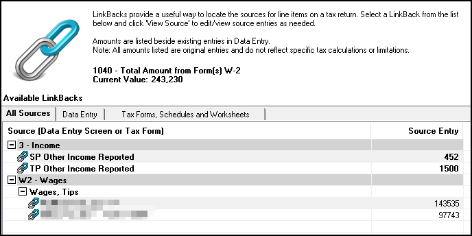 Image of the "Linkbacks" dialog box